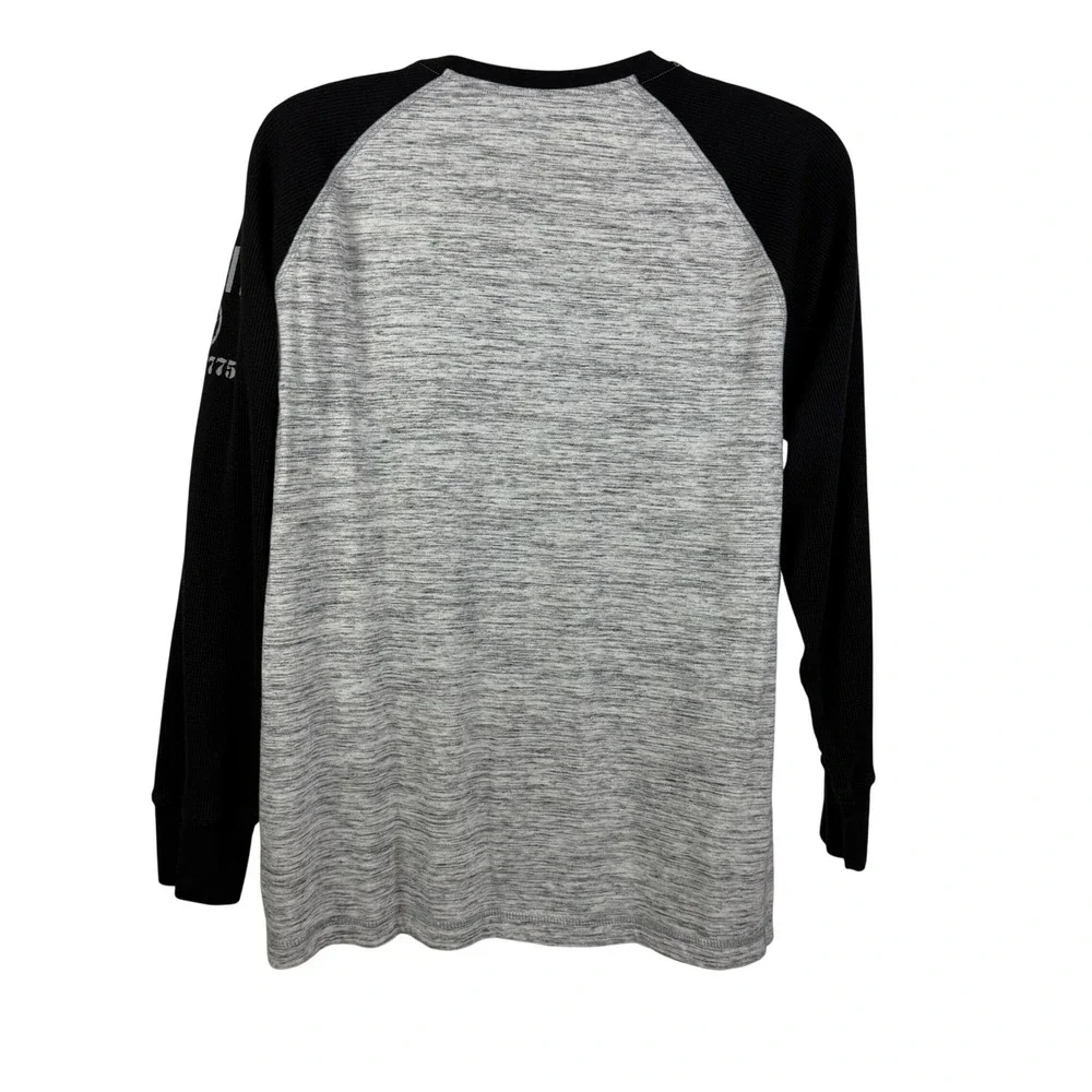U.S. Army Men's Large Raglan Thermal Shirt Grey Black Waffle‎ Sleeve Graphic
